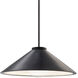 Radiance Collection - Flare 1 Light 11.75 inch Carbon Matte Black and Matte Black Pendant Ceiling Light in Replaceable Bulb, Rigid Stem, Form+Finish+Function