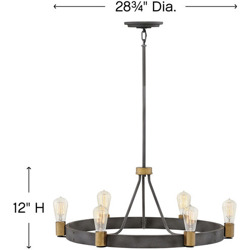 Silas LED 29 inch Aged Zinc with Heritage Brass Indoor Chandelier Ceiling Light
