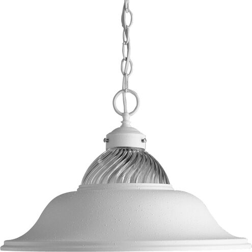 Metal Shade 1 Light 18 inch White Pendant Ceiling Light in Clear Swirled