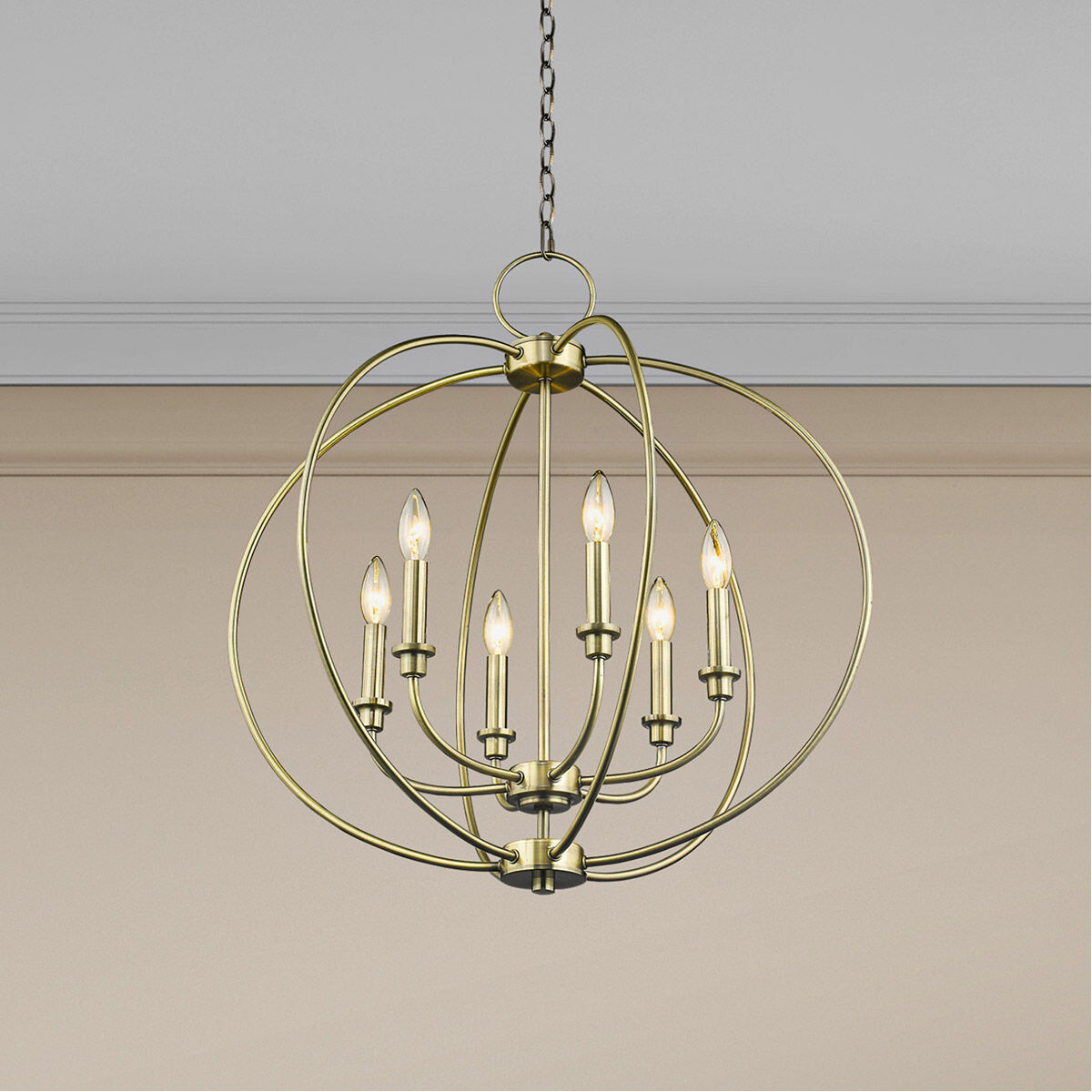 Milania 6 Light 25 inch Antique Brass Chandelier Ceiling Light