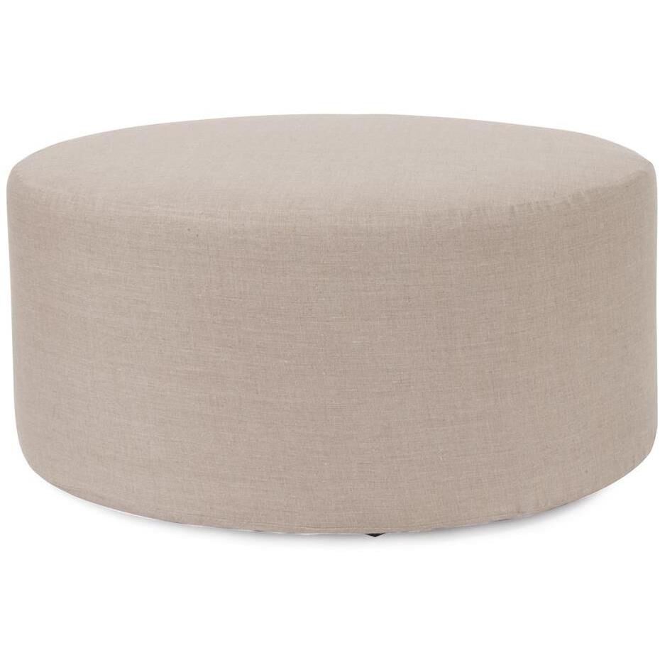 Universal 18 inch Linen Slub Natural Round Ottoman with Slipcover