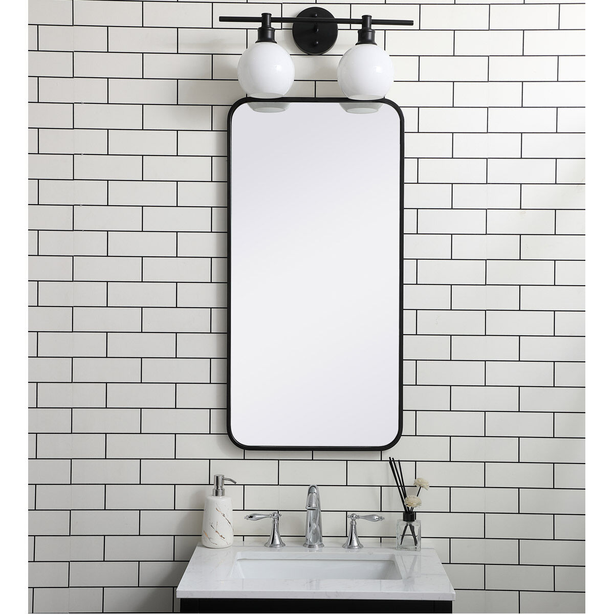 Elegant Lighting MR801836BK Evermore 36 X 18 inch Black Mirror