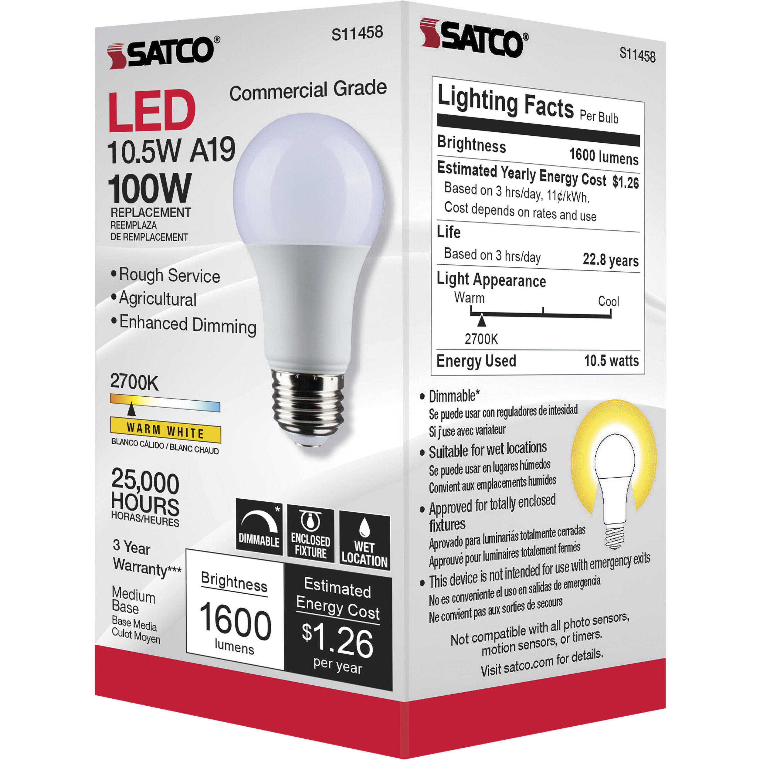 Lumos LED A19 Medium 10.5 watt 120 2700K Light Bulb, Type A