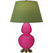 Double Gourd 31 inch 150.00 watt Razzle Rose Glazed Ceramic with Antique Natural Brass Table Lamp Portable Light in Tea Green with Taupe