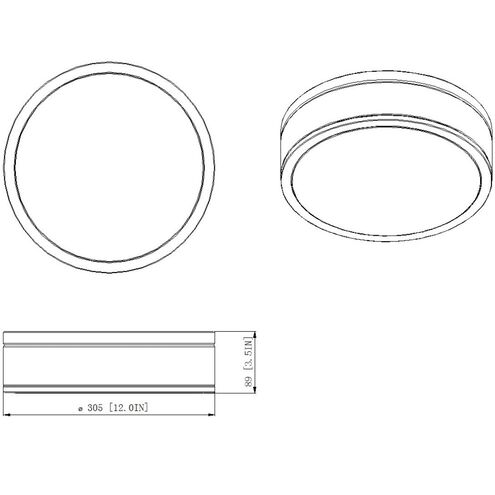 Ballord LED 12 inch Matte Black Flush Mount Ceiling Light