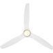 Skylark 62 inch Soft Brass and Matte White with Matte White Blades Downrod Ceiling Fan in Soft Brass Matte White