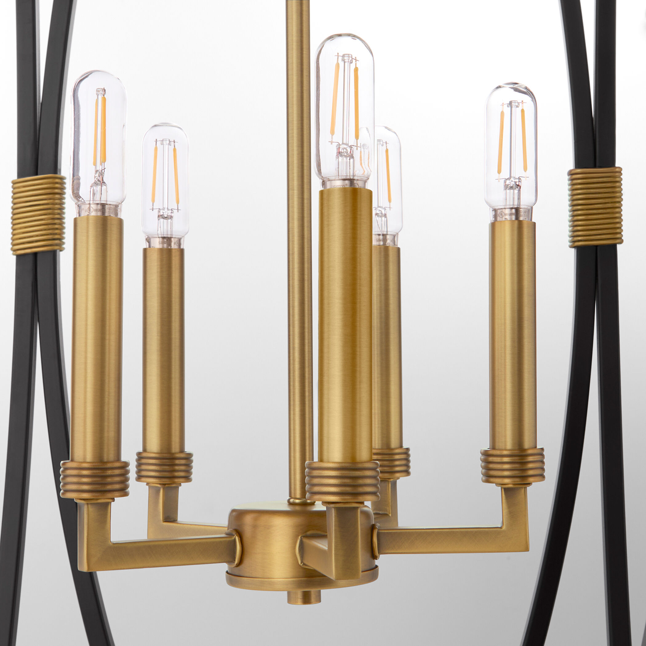 Bishop 5 Light 14.5 inch Matte Black and Brushed Brass Pendant Ceiling Light