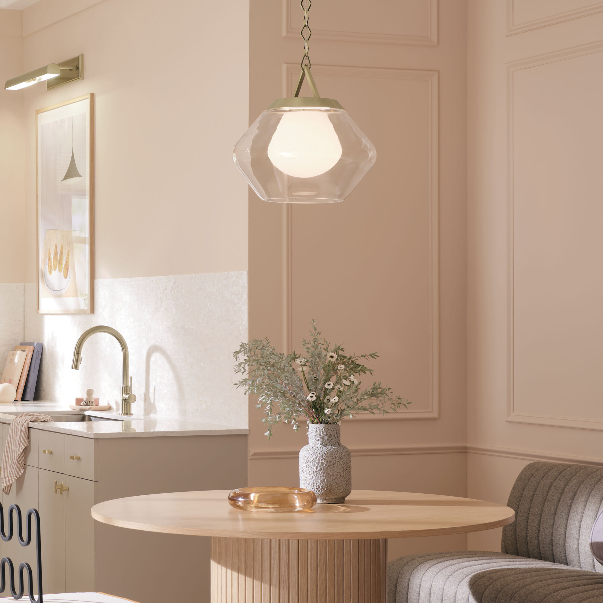 Nella 1 Light Champagne Bronze Pendant Ceiling Light