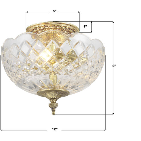 Milton 2 Light 12 inch Olde Brass Semi Flush Ceiling Light