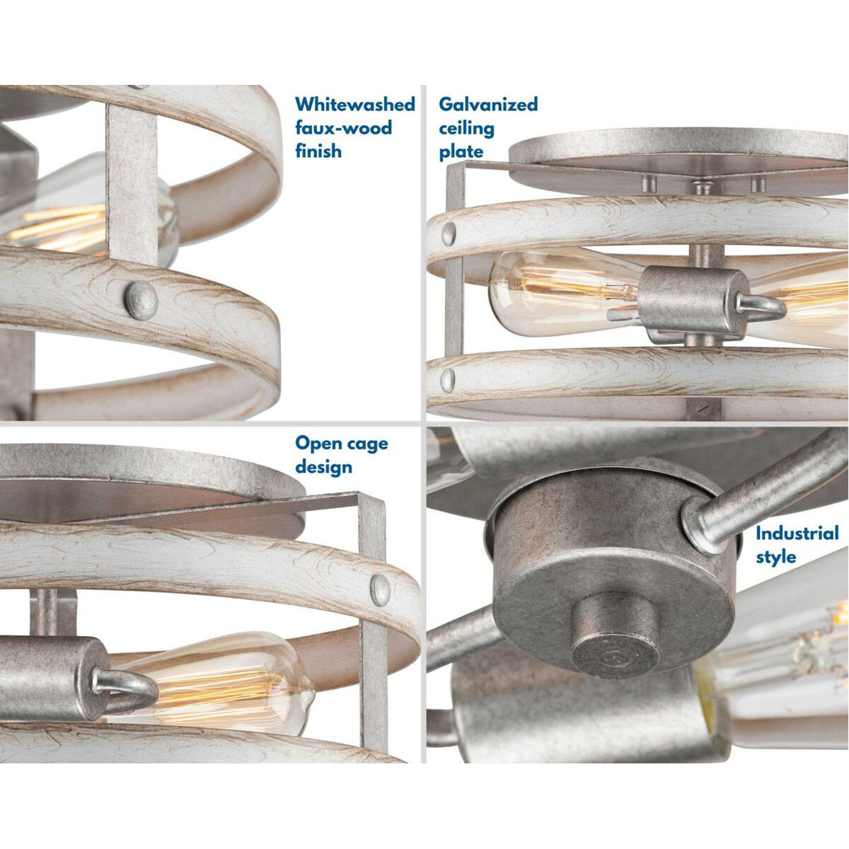 Gulliver 2 Light 14 inch Galvanized Flush Mount Ceiling Light