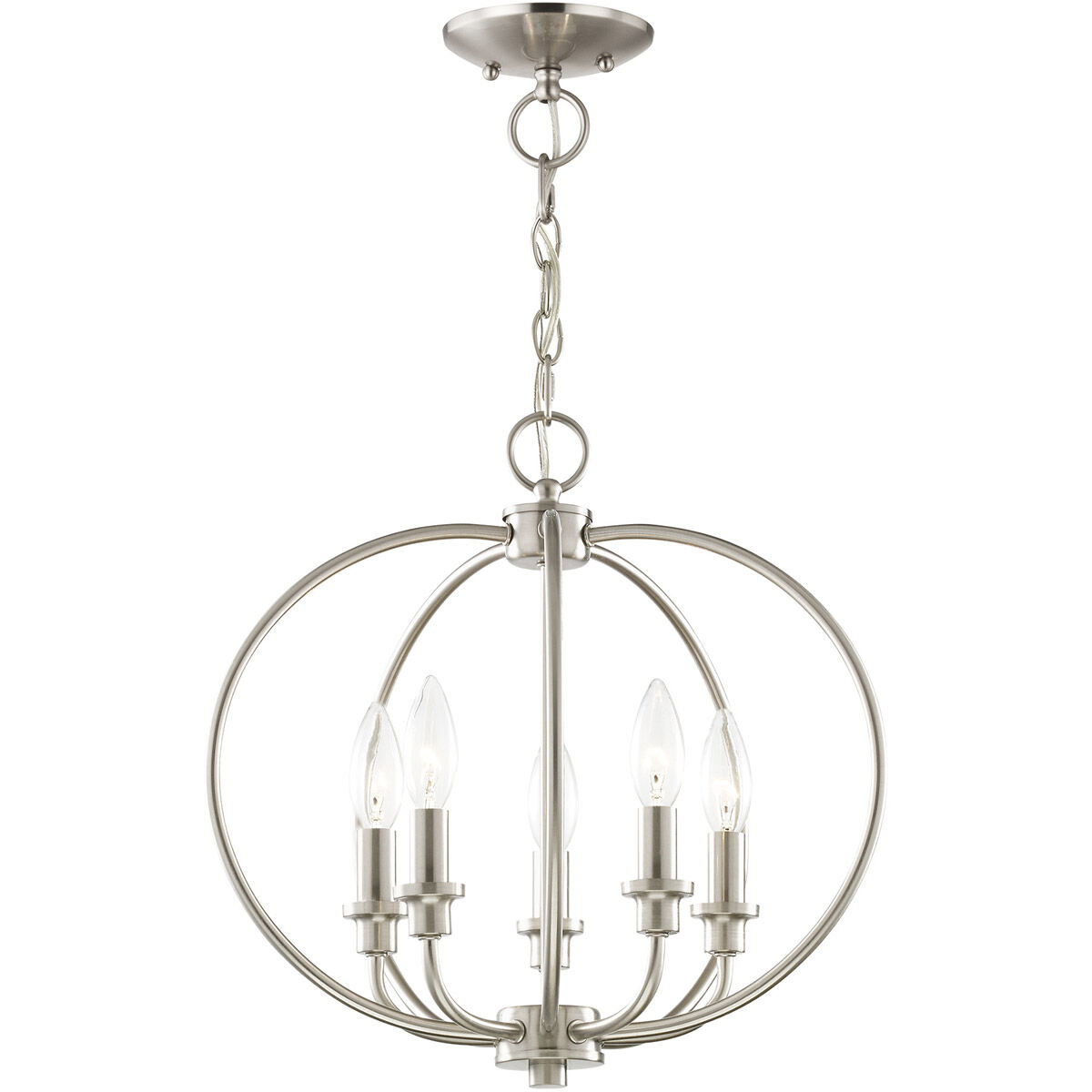 Milania 5 Light 16 inch Brushed Nickel Convertible Mini Chandelier/Ceiling Mount Ceiling Light