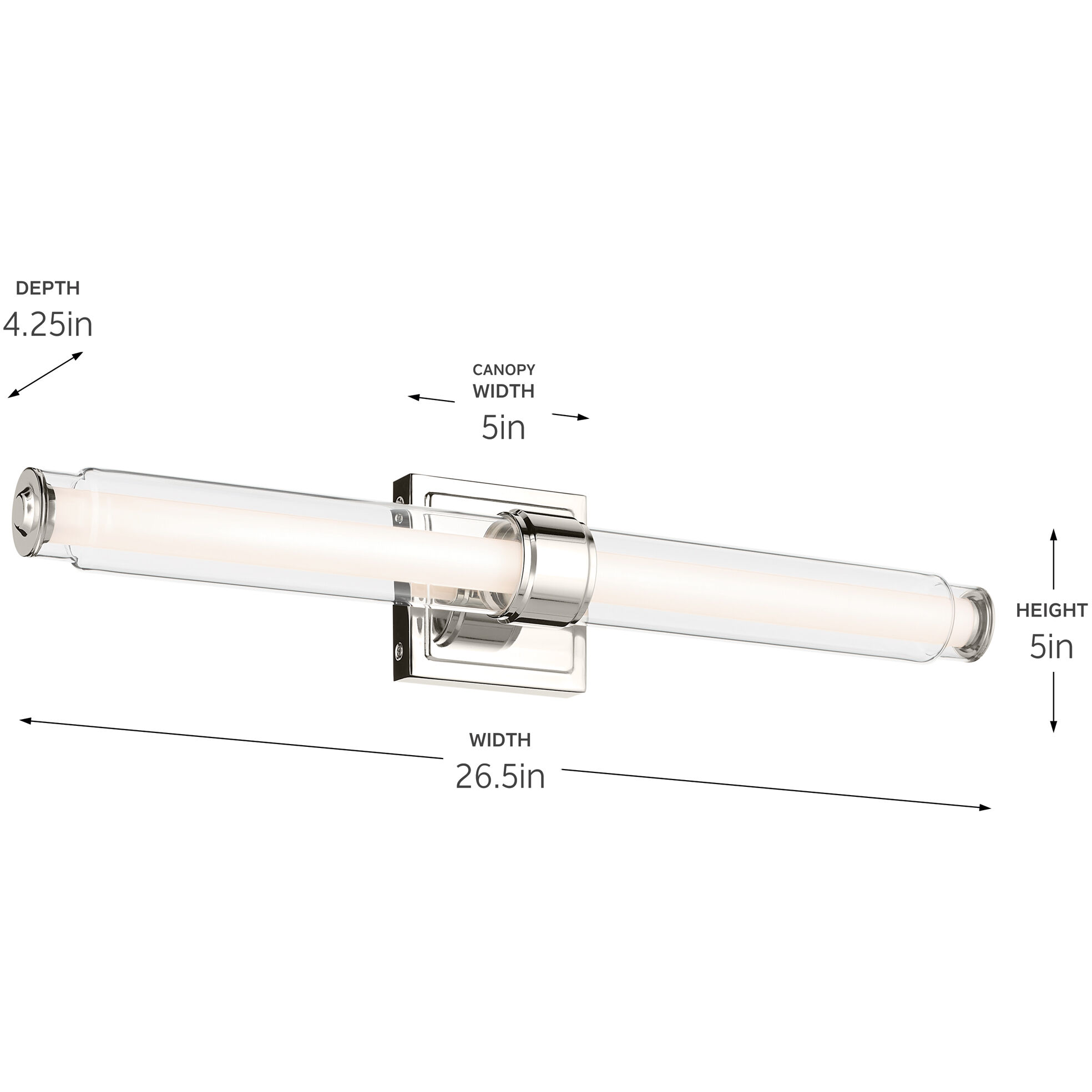 Laurene LED 26.5 inch Polished Nickel Linear Bath Bar Wall Light, Medium