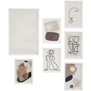 Priyanka White/Multiple Wall Art, 7 Piece