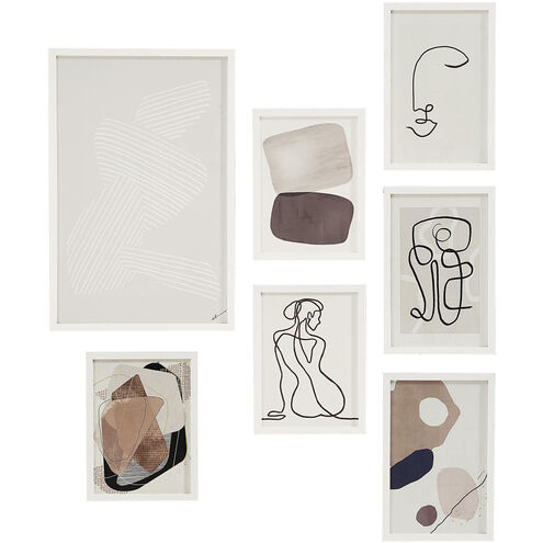 Priyanka White/Multiple Wall Art, 7 Piece