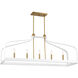 Sheffield 5 Light 46 inch White with Warm Brass Accents Linear Chandelier Ceiling Light in White/Warm Brass