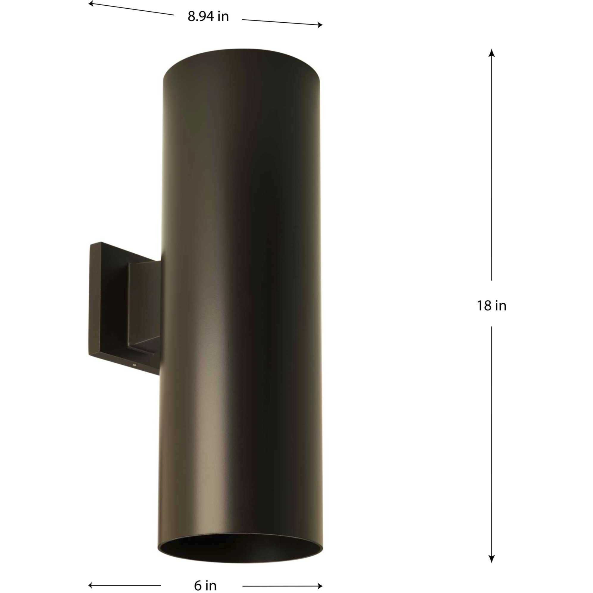 6IN CYL RNDS Up/Down Outdoor Wall Light in Antique Bronze, Progress LED