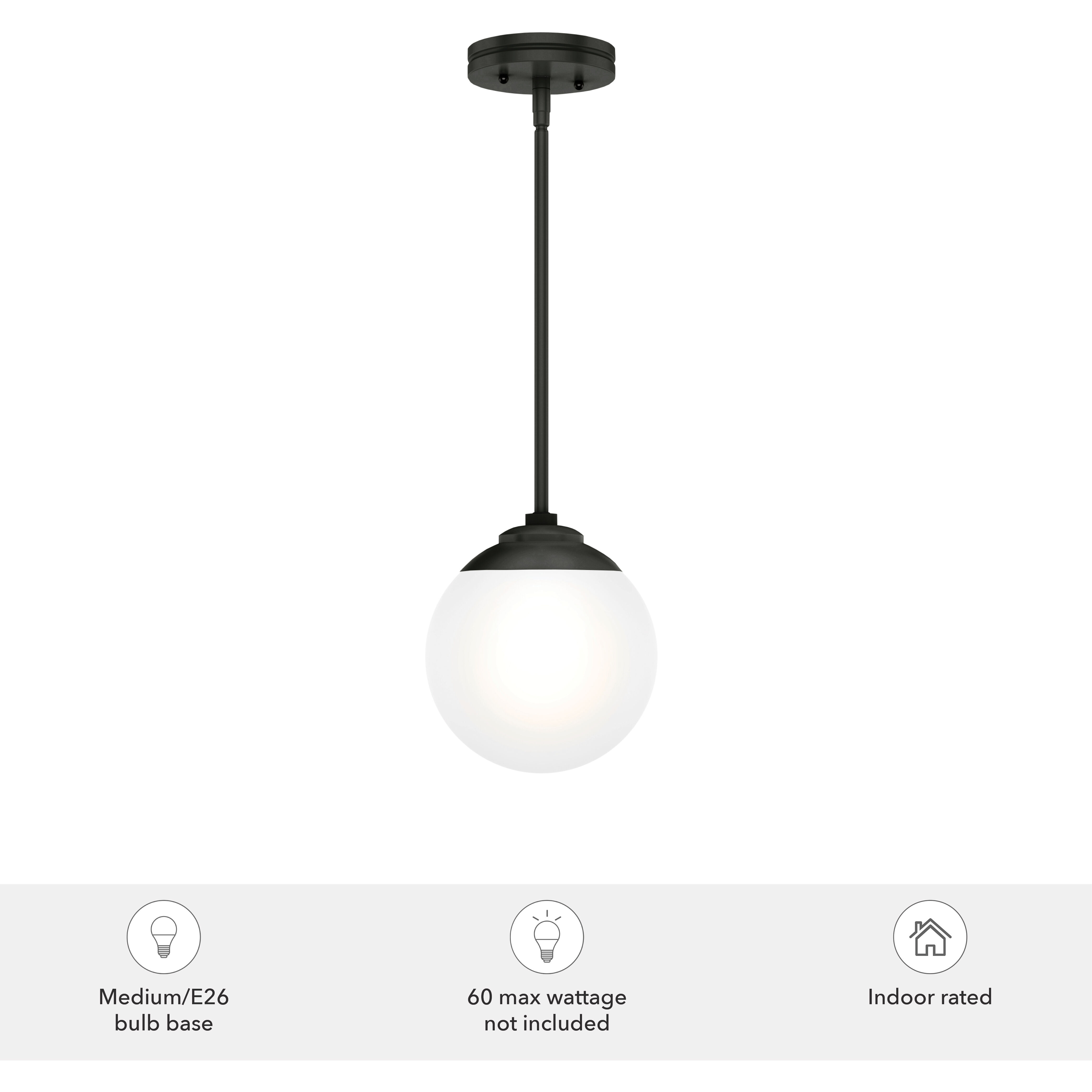 Hepburn 1 Light 8 inch Matte Black Mini Pendant Ceiling Light, Mini