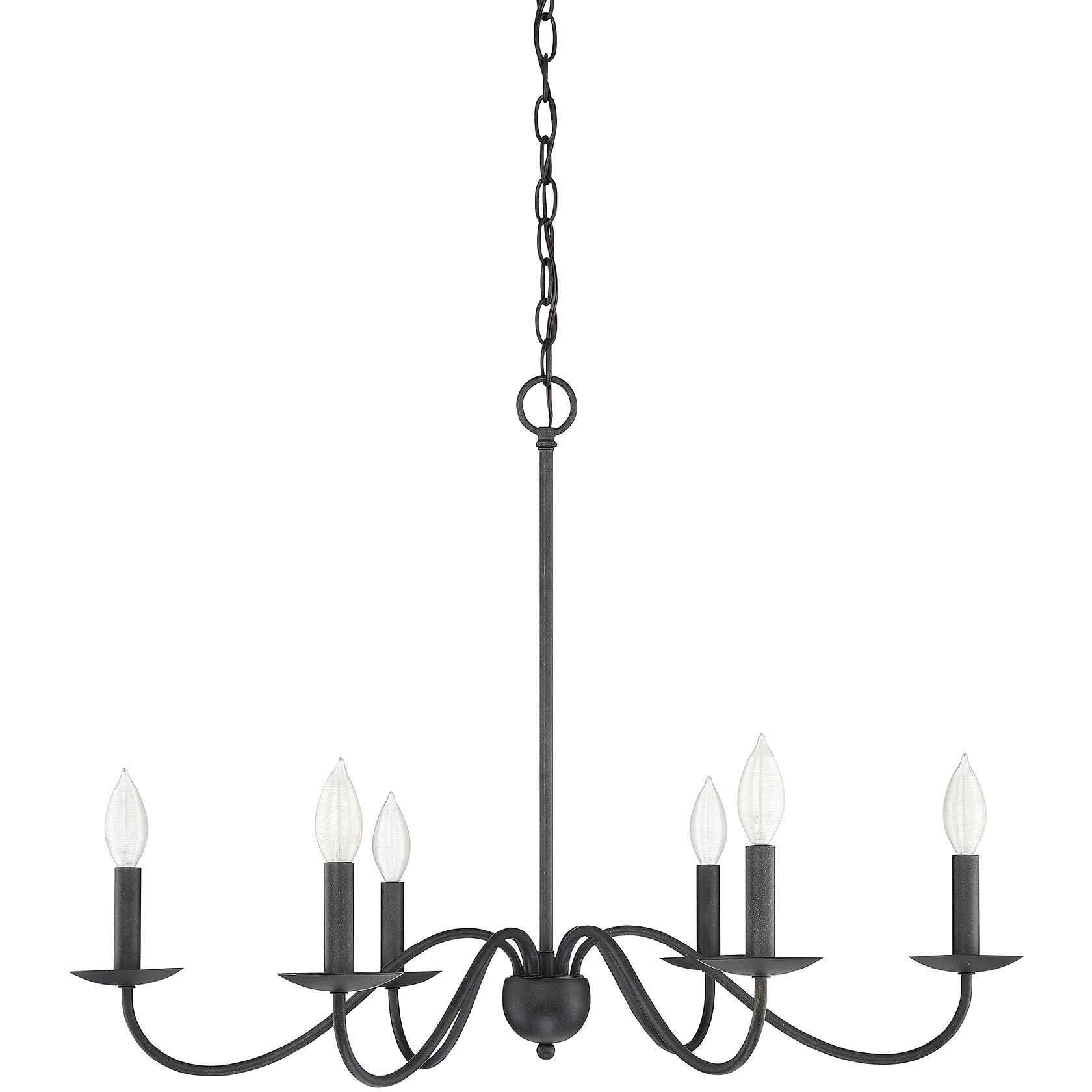 Traditional 6 Light 30 inch Aged Iron Chandelier Ceiling Light