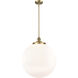 Franklin Restoration Beacon 1 Light 18 inch Brushed Brass Pendant Ceiling Light in Incandescent, Matte White