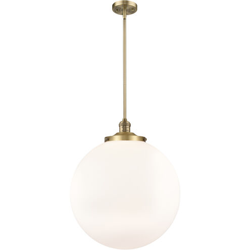Franklin Restoration Beacon 1 Light 18 inch Brushed Brass Pendant Ceiling Light in Incandescent, Matte White