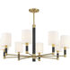 Conrad 8 Light 40 inch Warm Brass with Black Marble Chandelier Ceiling Light