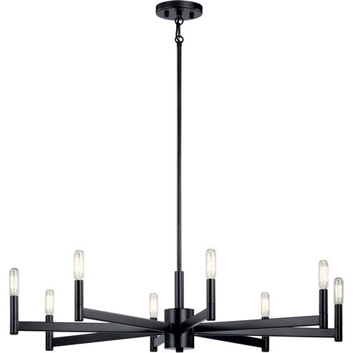 Erzo 8 Light 36 inch Black Chandelier 1 Tier Large Ceiling Light, 1 Tier Large