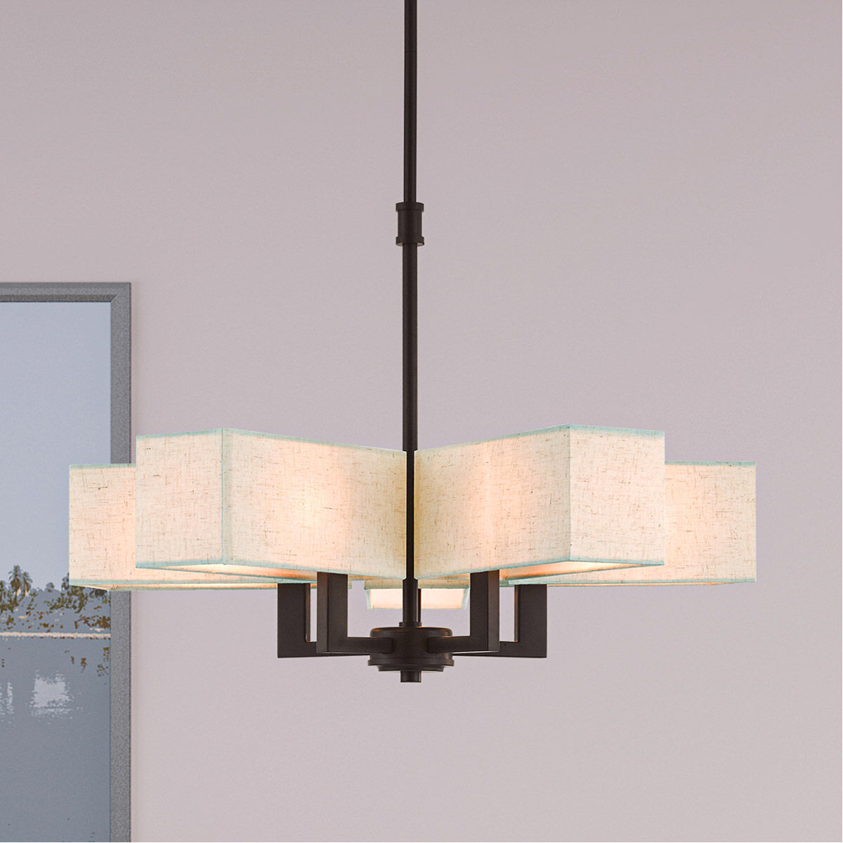 Rubix 5 Light 26 inch Bronze Chandelier Ceiling Light