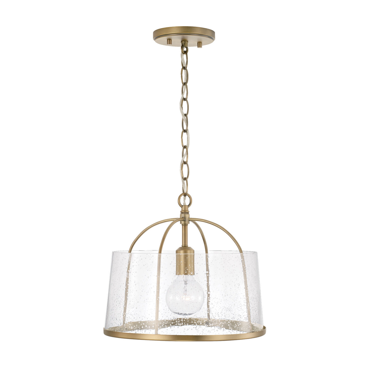 Madison 1 Light 13 inch Aged Brass Semi-Flush Mount Ceiling Light, Convertible Dual Mount
