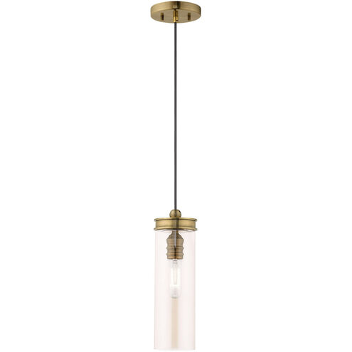 Art Glass 1 Light 5 inch Antique Brass Mini Pendant Ceiling Light