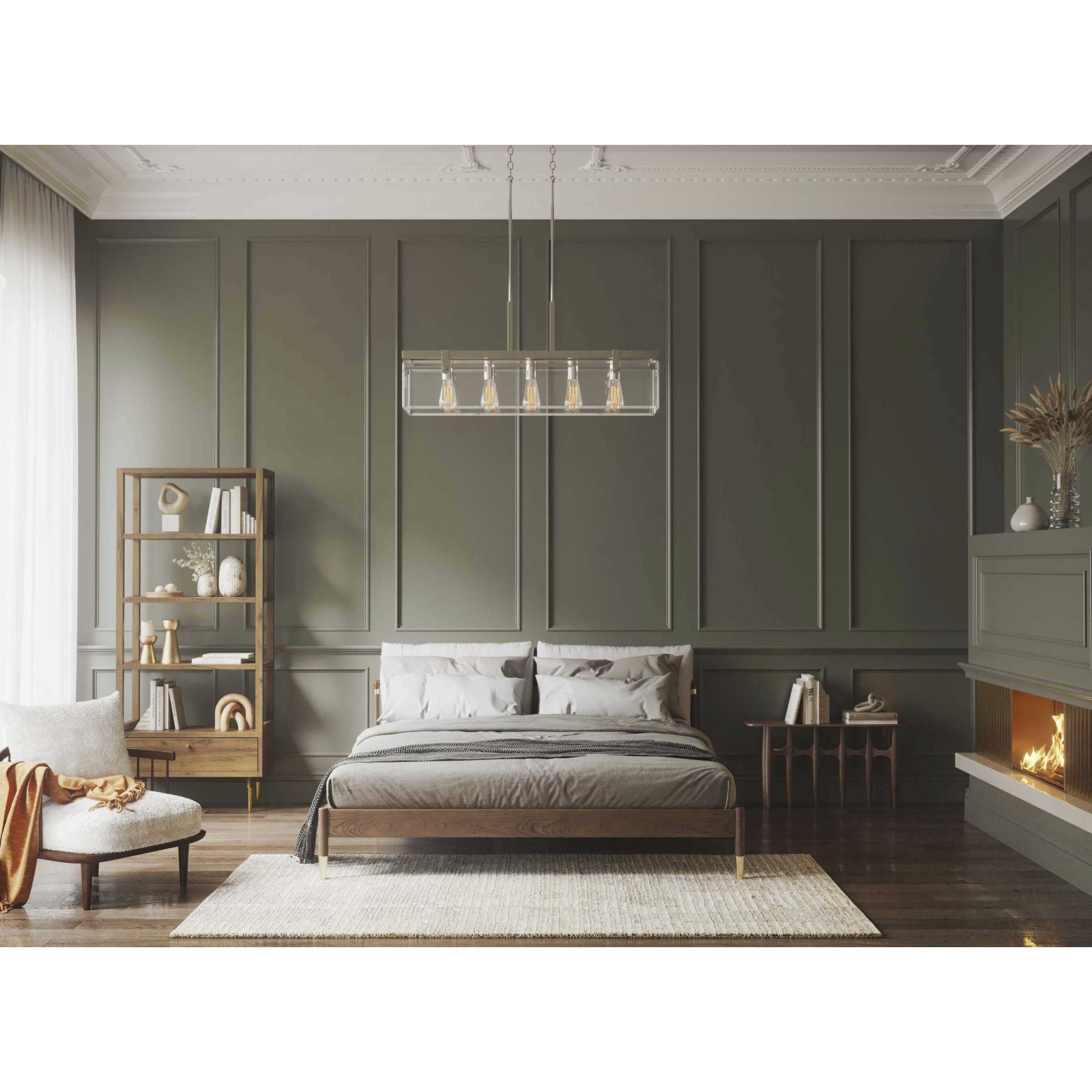 Guthrie 5 Light 37 inch Brushed Nickel Linear Chandelier Ceiling Light, Design Series