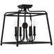 Sylvan 4 Light 16 inch Black Forged Semi Flush Ceiling Light