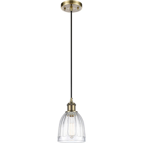 Ballston Brookfield 1 Light 6 inch Antique Brass Mini Pendant Ceiling Light in Incandescent, Clear Glass, Ballston