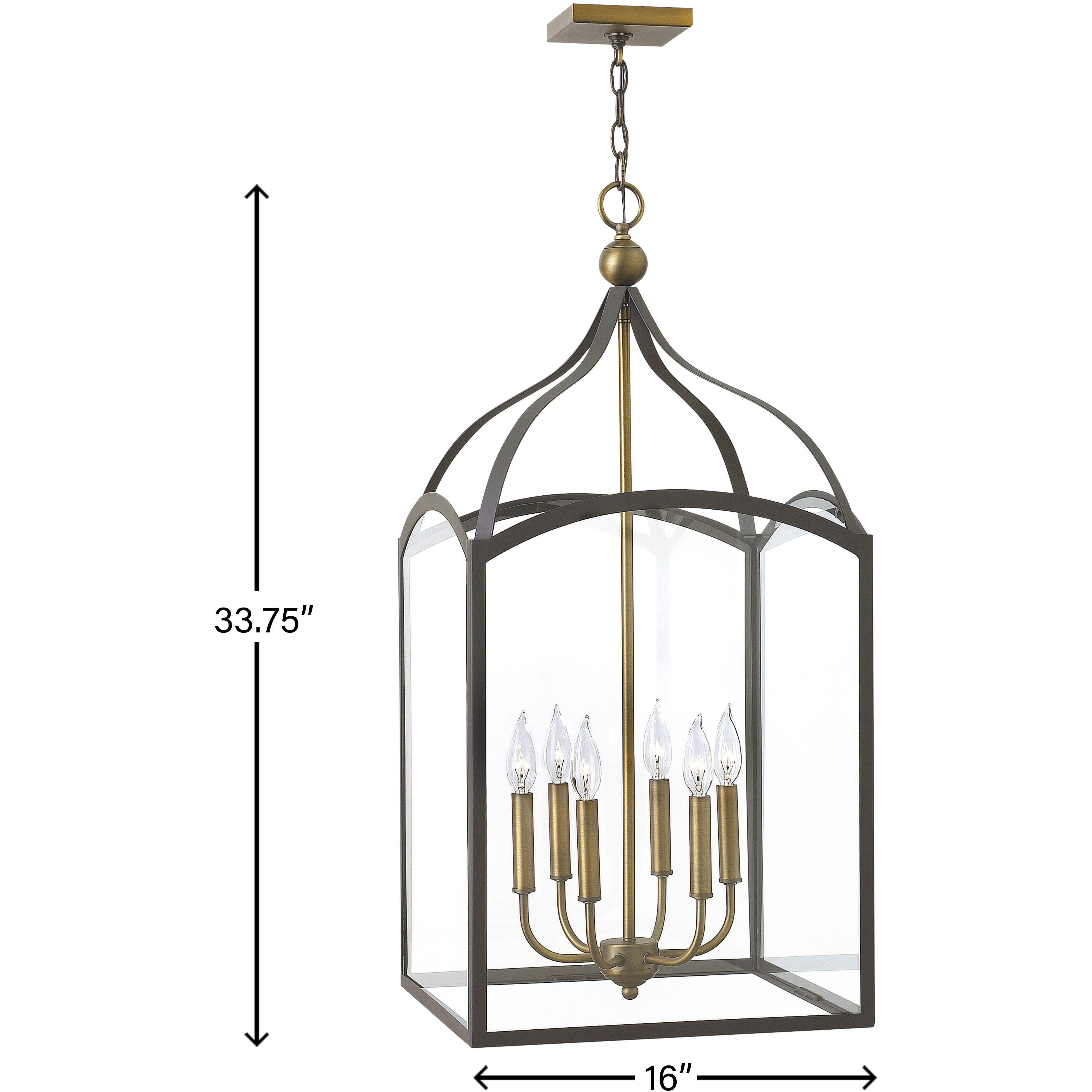 Clarendon 6 Light 16 inch Bronze with Heirloom Brass Indoor Foyer Light Ceiling Light
