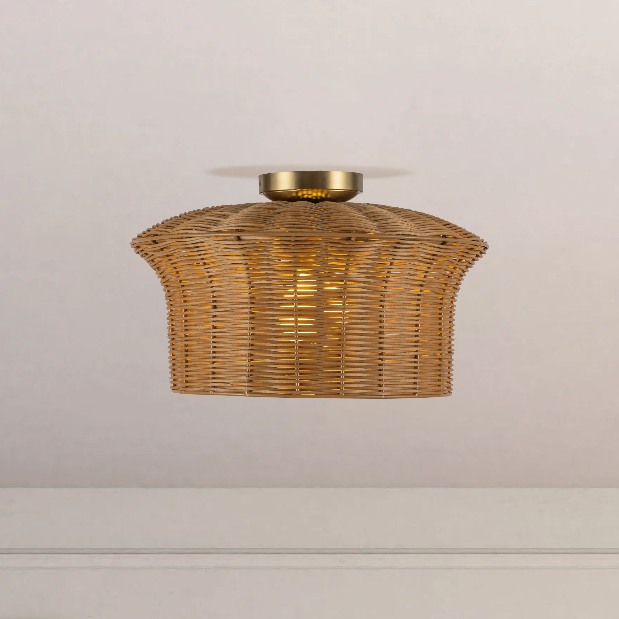 Alora Mood Kai 1 Light 16 inch Brushed Gold Semi-Flush Mount Ceiling Light