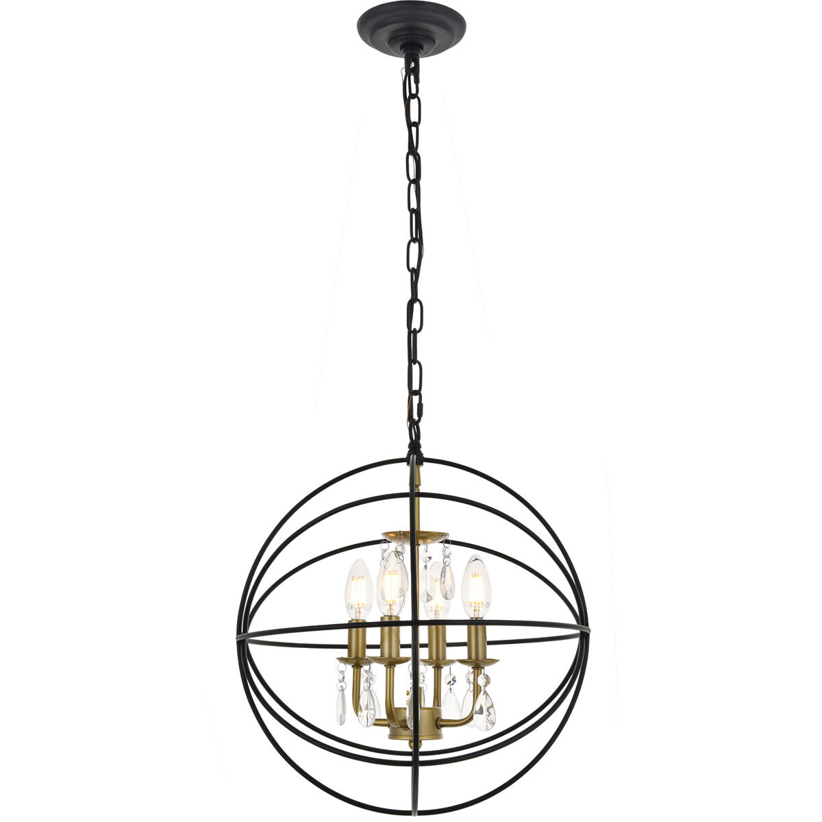 Wallace 4 Light 16 inch Matte Black and Brass Pendant Ceiling Light