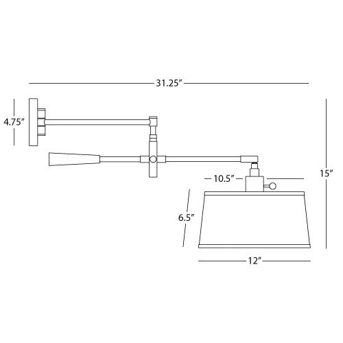 Real Simple 31.25 inch 60.00 watt Matte Black Powder Coat Wall Swinger Wall Light