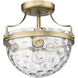 Quinn 1 Light 11 inch Antique Brass Semi-Flush Ceiling Light