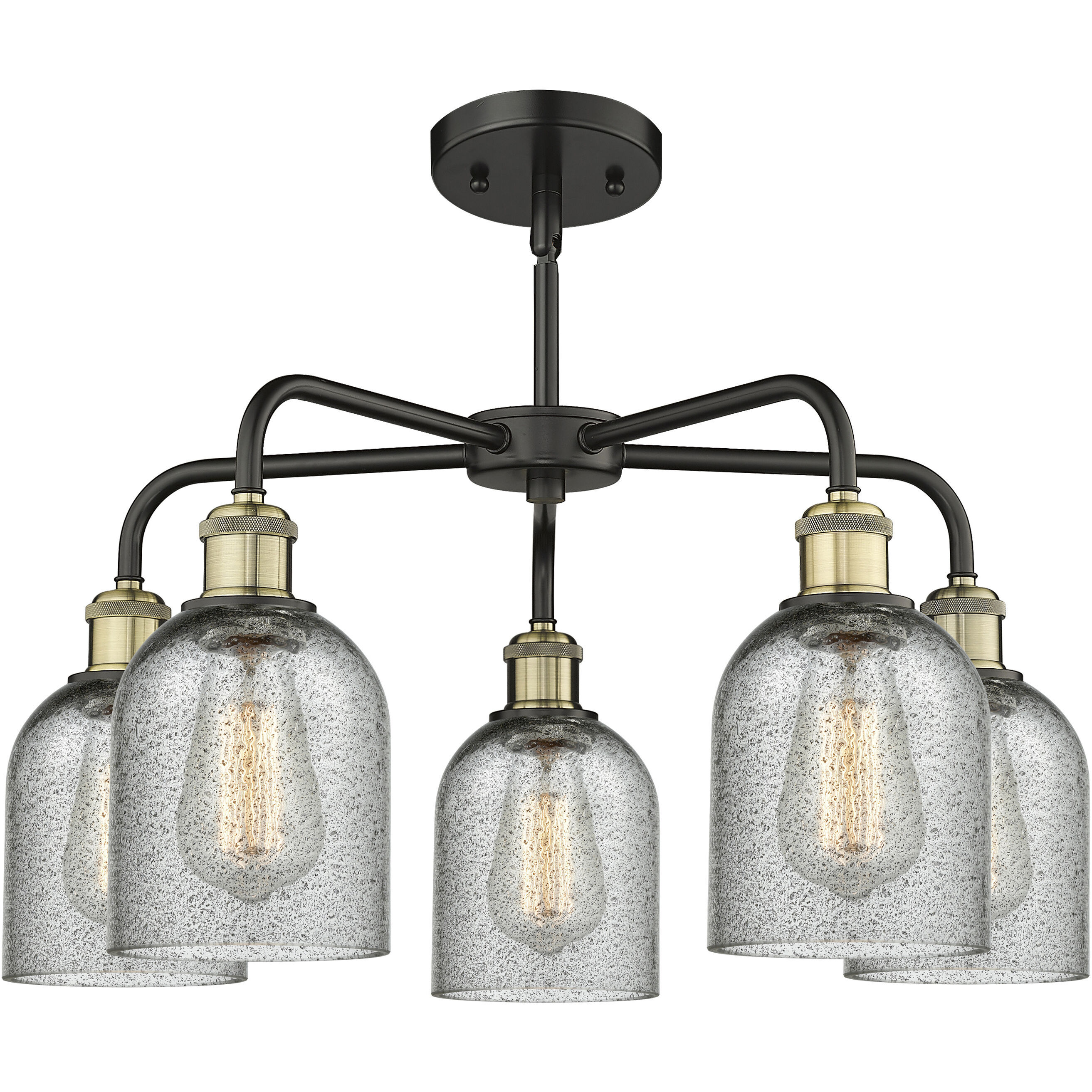 Caledonia 5 Light 23 inch Black Antique Brass Chandelier Ceiling Light in Charcoal