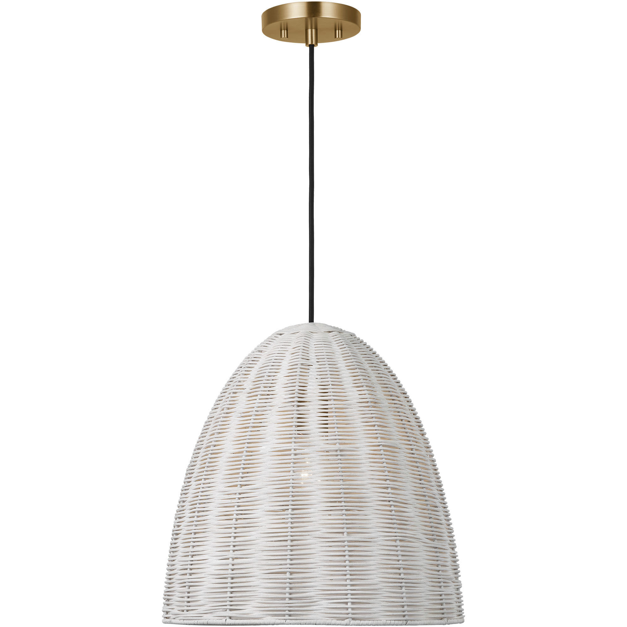 Sean Lavin Norman Pendant Ceiling Light in Satin Brass with Chalk Wicker