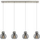 Newton Sphere 4 Light 51.75 inch Brushed Satin Nickel Linear Pendant Ceiling Light in Light Smoke Glass