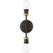 Lansdale 2 Light 5 inch Bronze with Antique Brass Accents Vanity Sconce Wall Light