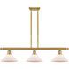 Ballston Orwell 3 Light 36 inch Satin Gold Island Light Ceiling Light in Matte White Glass, Ballston