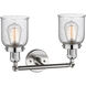 Franklin Restoration Small Bell 2 Light 16 inch Brushed Satin Nickel Bath Vanity Light Wall Light in Seedy Glass, Franklin Restoration