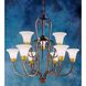 Vale 9 Light Antique Bronze with Gold Chandelier Ceiling Light