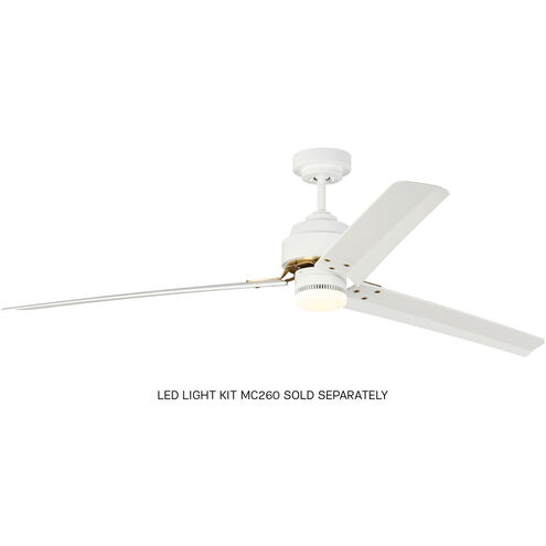 Arcade 68 inch Matte White Ceiling Fan in Matte White and Burnished Brass