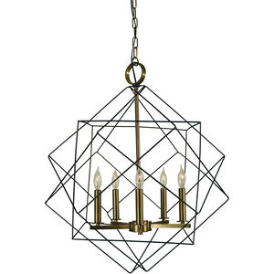 Etoile 5 Light 24 inch Mahogany Bronze with Antique Brass Dining Chandelier Ceiling Light in Mahogany Bronze/Antique Brass