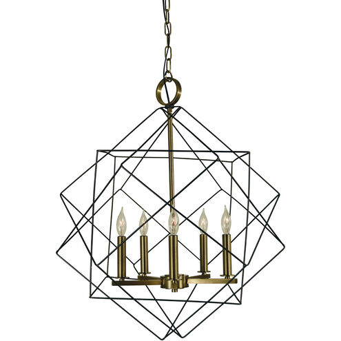 Etoile 5 Light 24 inch Satin Pewter with Polished Nickel Dining Chandelier Ceiling Light in Satin Pewter/Polished Nickel