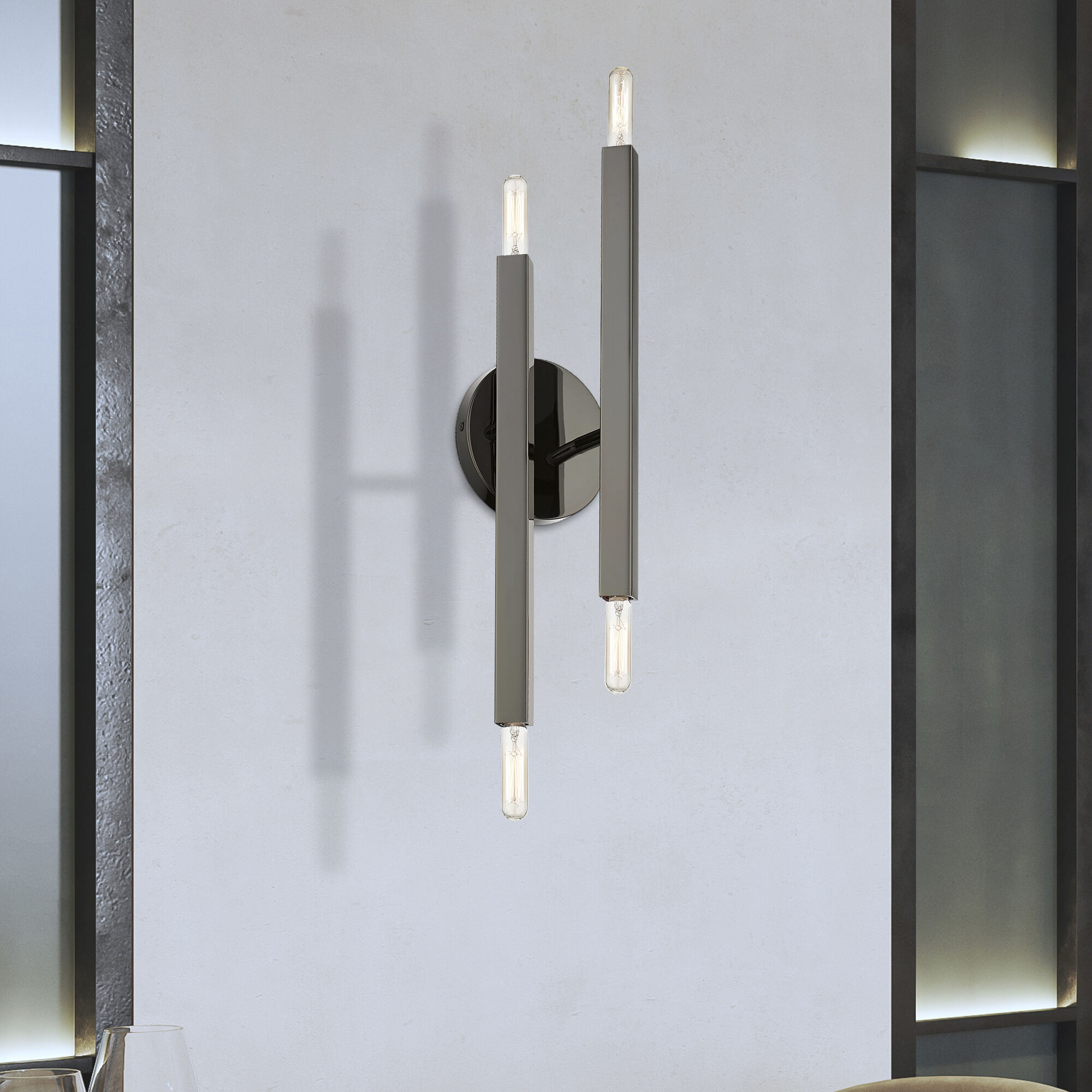 Monaco 4 Light 5.13 inch Black Chrome ADA Wall Sconce Wall Light