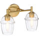 Summer Jazz 2 Light 16 inch Brushed Gold Vanity Light Wall Light