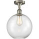 Ballston Large Athens 1 Light 10 inch Brushed Satin Nickel Semi-Flush Mount Ceiling Light in Clear Glass, Ballston